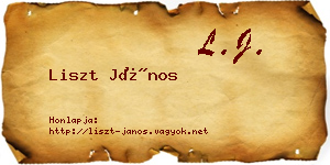 Liszt János névjegykártya